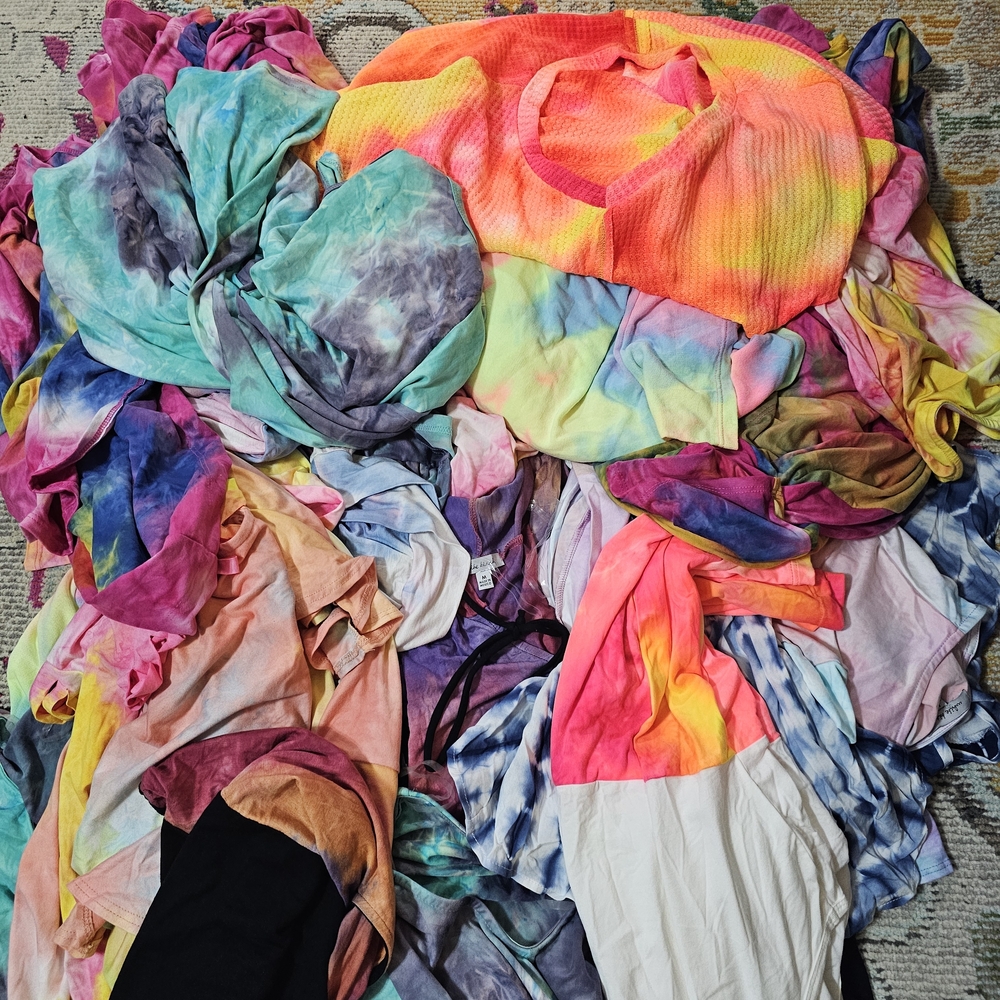 NWOT Bundle of 15 Bright Multicolor Tie-Dye Clothing. Reseller Ready. S- 3X